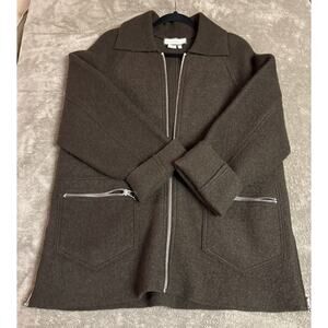 Susan Martin Zip-Front Wool Jacket Brown Car Coat VTG Women’s Size S